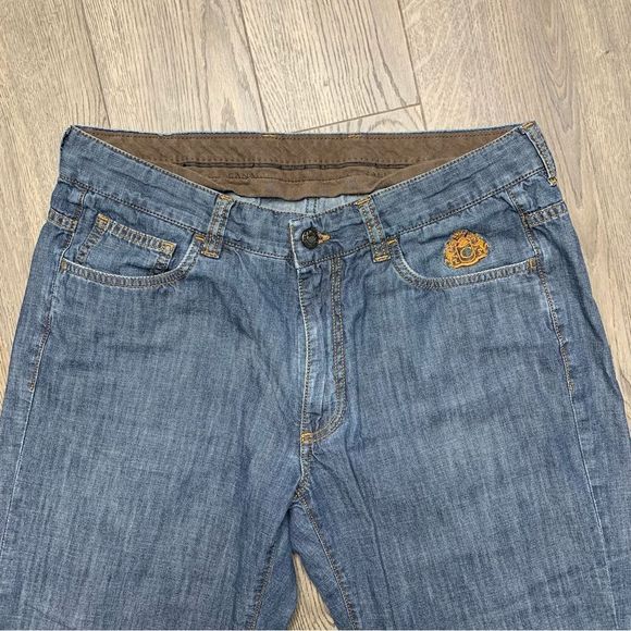 Men's Canali Jeans Size US 36 / Italy 52 Cotton Blue Denim Embroidered Logo - Picture 2 of 13